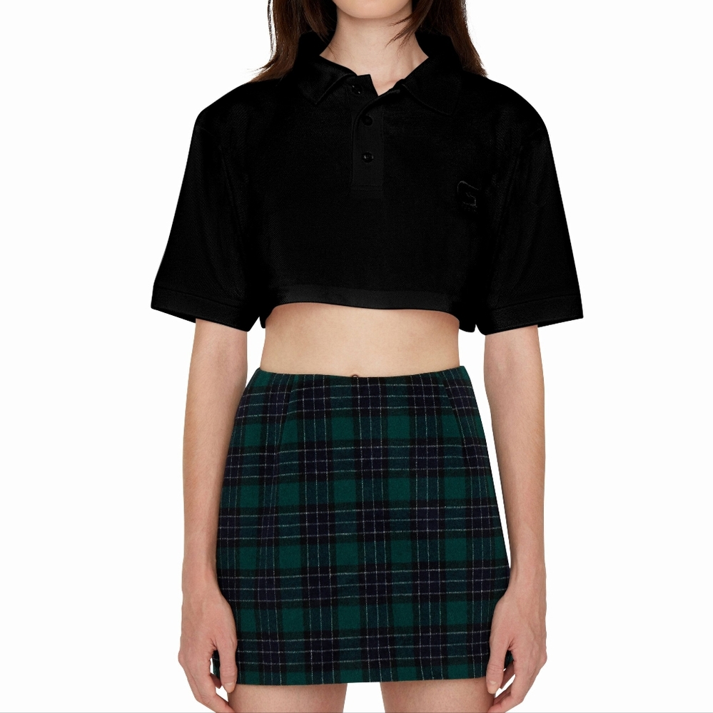 Black Cropped Polo Shirt